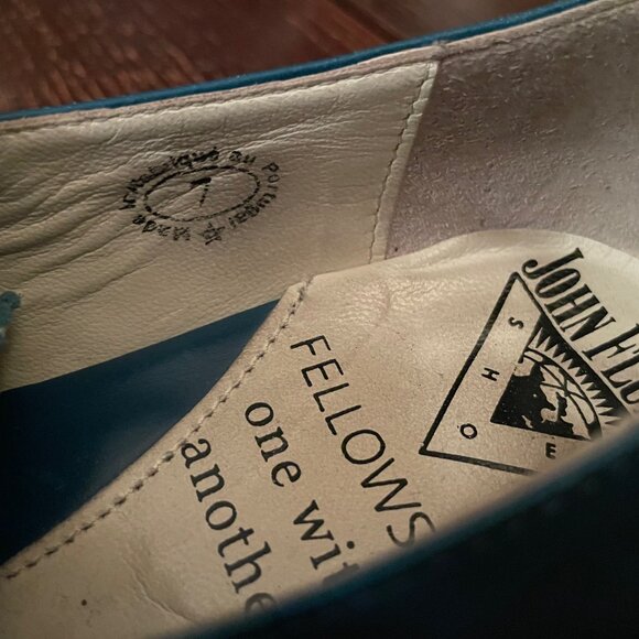 RARE Fluevog Erika Loafers Lace Up Brown Blue Selling as-is CUTE Retro Size 7 - Picture 11 of 13